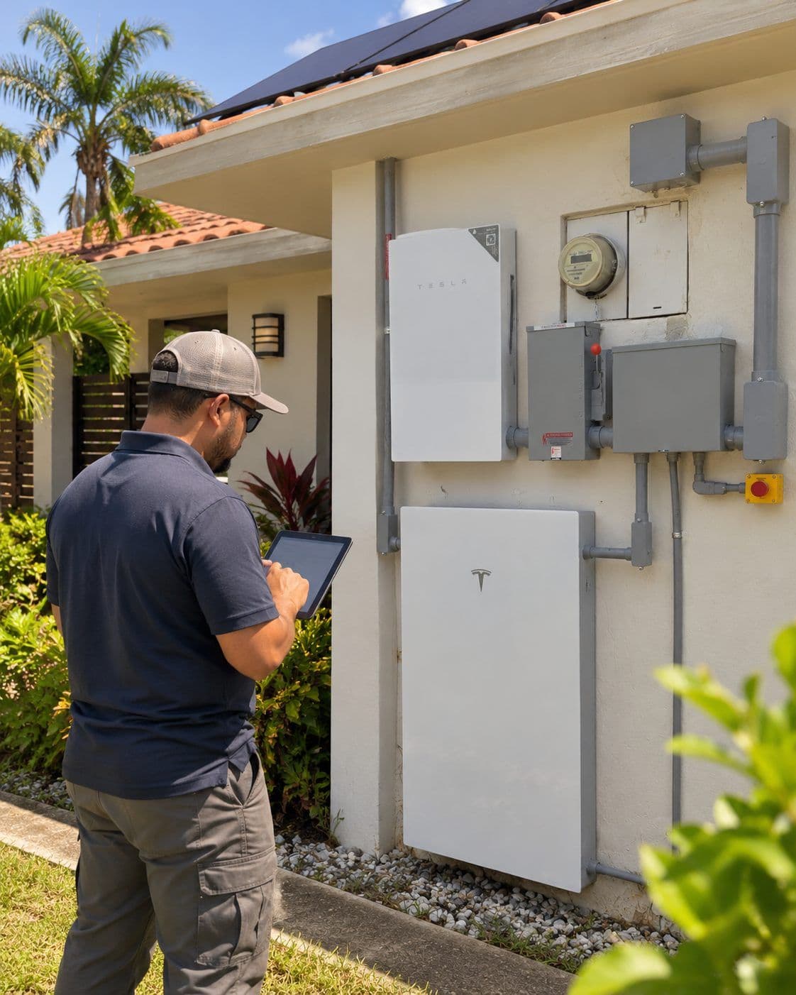 Mantenimiento de paneles solares en el techo